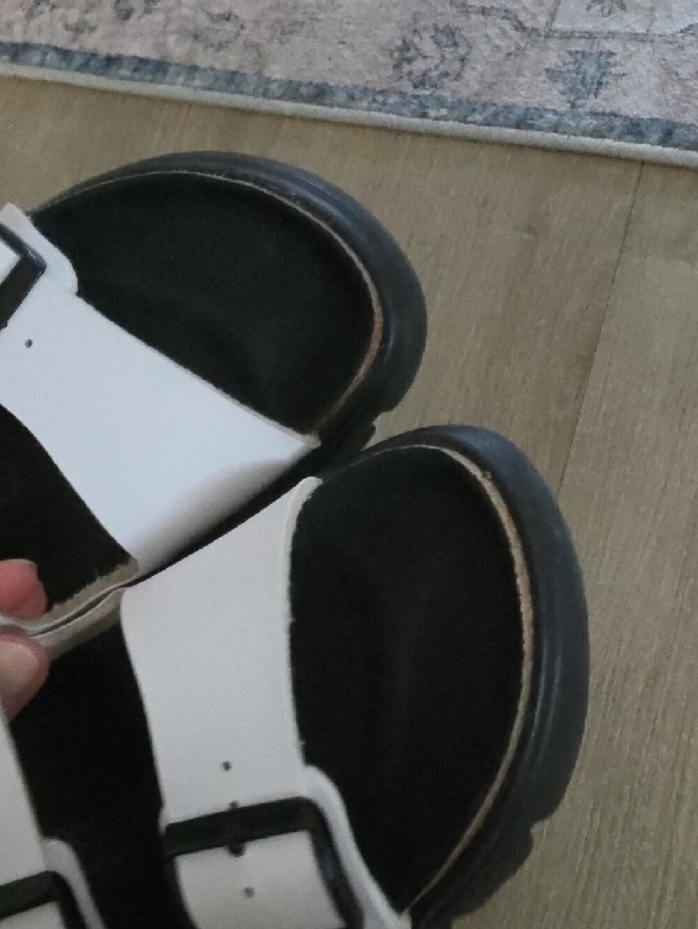 Birkenstock Papillo White and Black Two-Strap Platform Sandals - Picture 4 of 8